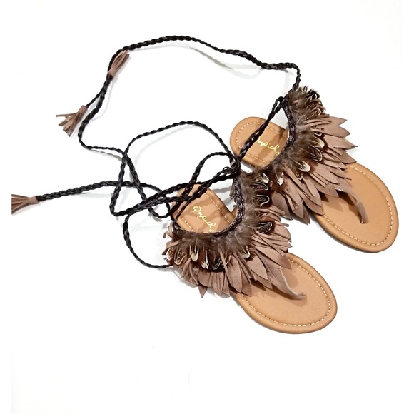 Festival Brown Boho Sandals NWT size 5.5 - Picture 2 of 5